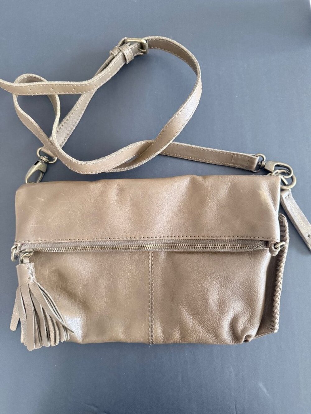 Lucky Brand Caro Flap Olive/Brown Crossbody Bag with Fold-Over Flap